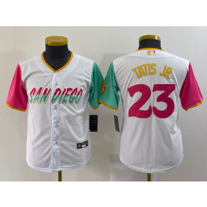 MLB Padres 23 Fernando Tatis Jr. White 2021 City Connect Nike Cool Base Youth Jersey