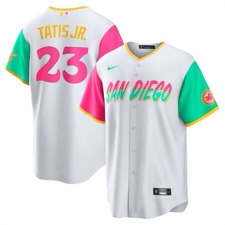 Cheap Men's San Diego Padres #23 Fernando Tatis Jr White 2022 City Connect Cool Base Stitched Jersey