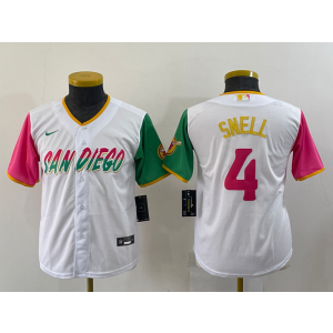 MLB Padres 4 Blake Snell White 2021 City Connect Cool Base Youth Jersey