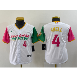 MLB Padres 4 Blake Snell White 2021 City Connect Nike Cool Base Youth Jersey