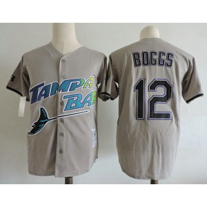 MLB Rays 12 Wade Boggs Gray Cooperstown Collection 1993 World Series Men Jersey