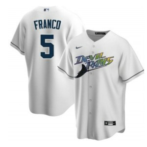 MLB Rays 5 Wander Franco White Nike Cool Base Men Jerseys