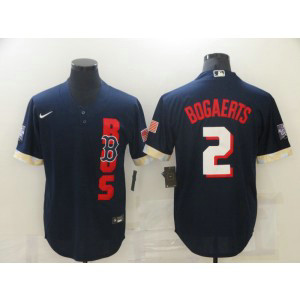 MLB Red Sox 2 Xander Bogaerts Navy 2021 All-Star Cool Base Men Jersey