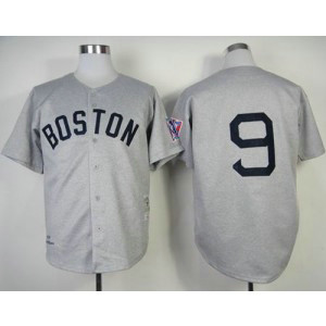 MLB Red Sox 9 Ted Williams Grey 1939 Mitchell and Ness Throwback Men Jersey