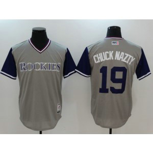 MLB Rockies 19 Charlie Blackmon Chuck Nazty Black Cool Base Men Jersey