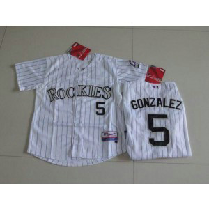 MLB Rockies 5 Carlos Gonzalez White Cool Base Youth Jersey
