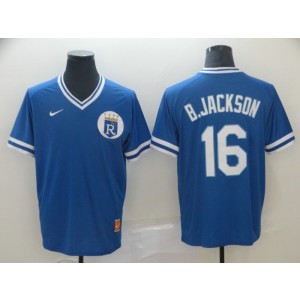 MLB Royals 16 Bo Jackson Blue Nike Cooperstown Collection Legend V-Neck Men Jersey