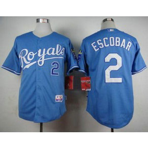MLB Royals 2 Alcides Escobar Light Blue Alternate 1 Cool Base Men Jersey