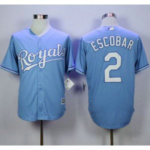 MLB Royals 2 Alcides Escobar Light Blue Alternate 1 New Cool Base Men Jersey