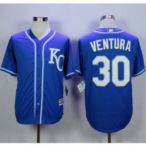 MLB Royals 30 Yordano Ventura Blue Alternate 2 New Cool Base Men Jersey