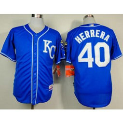 MLB Royals 40 Kelvin Herrera Light Blue Alternate 2 Cool Base Men Jersey