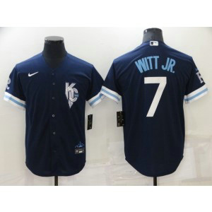 MLB Royals 7 Bobby Witt JR 2022 Navy City Connect Nike New Cool Base Men Jersey