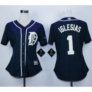 MLB Tigers 1 Jose Iglesias Navy Blue Fashion Women Jersey