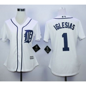 MLB Tigers 1 Jose Iglesias White Home Women Jersey