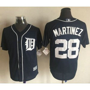 MLB Tigers 28 J. D. Martinez Navy Blue New Cool Base Men Jersey