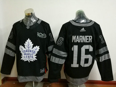 Maple Leafs 16 Mitchell Marner Black 1917-2017 100th Anniversary Adidas Jersey