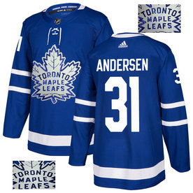 Maple Leafs 31 Frederik Andersen Blue Glittery Edition Adidas Jersey
