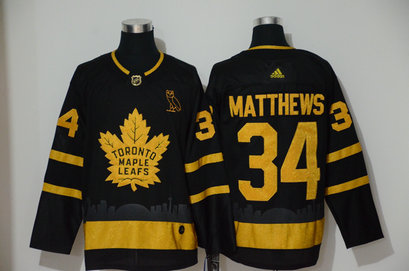 Maple Leafs 34 Auston Matthews Black With Special Glittery Logo Adidas Jersey