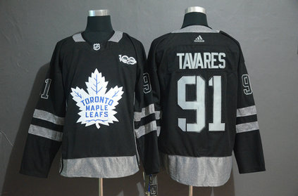 Maple Leafs 91 John Tavares Black 1917-2017 100th Anniversary Adidas Jersey