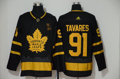 Maple Leafs 91 John Tavares Black With Special Glittery Logo Adidas Jersey