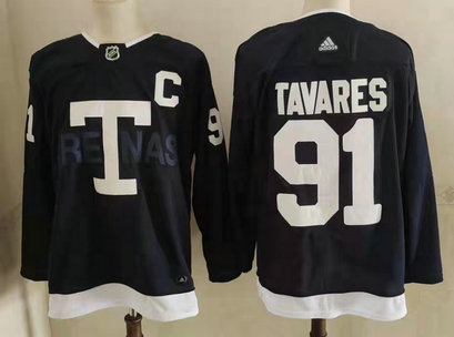 Maple Leafs 91 John Tavares Navy 2022 NHL Heritage Classic Adidas Jersey