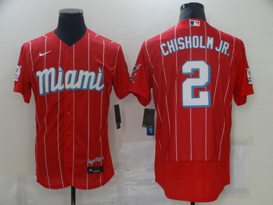 Marlins 2 Jazz Chisholm Jr. Red 2021 City Connect Flexbase Jersey
