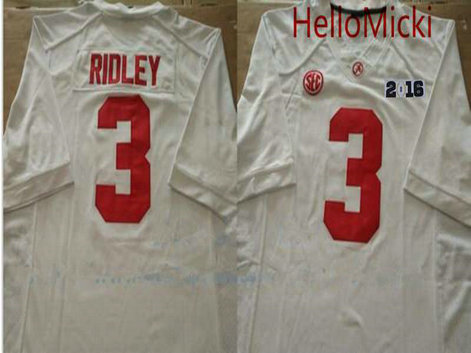 Men's Alabama Crimson Tide #3 Calvin Ridley White 2016 BCS College Football Nike Limited Jersey