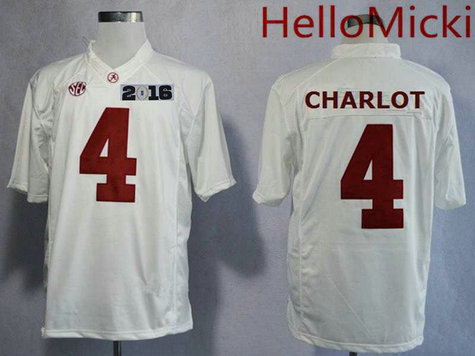Men's Alabama Crimson Tide #4 Daylon Charlot White 2016 BCS College Football Nike Limited Jersey