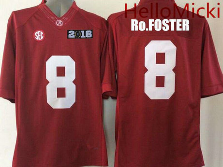 Men's Alabama Crimson Tide #8 Robert Foster Red 2016 BCS patch College Football Nike Limited Jersey