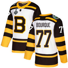 Men's Boston Bruins #77 Ray Bourque 2019 Stanley Cup Final White Authentic 2019 Winter Classic Bound Stitched Hockey Jersey