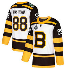 Men's Boston Bruins #88 David Pastrnak 2019 Stanley Cup Final White Authentic 2019 Winter Classic Bound Stitched Hockey Jersey