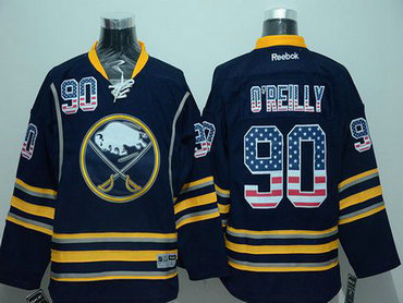 Men's Buffalo Sabres #90 Ryan O'Reilly Reebok Navy Blue USA Flag Hockey Jersey