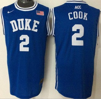 Men's Duke Blue Devils #2 Quinn Cook Blue Round Collar College Basketball Jersey