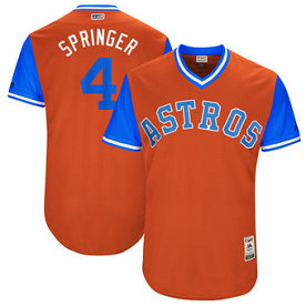 Men's Houston Astros #4 George Springer Nick Name Springer Majestic Orange 2017 Players Weekend Jersey