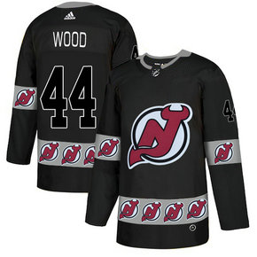 Men's New Jersey Devils #44 Miles Wood Black Team Logos Fashion Adidas Jersey
