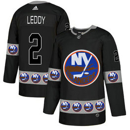 Men's New York Islanders #2 Nick Leddy Black Team Logos Fashion Adidas Jersey