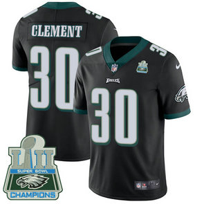 Men's Nike Eagles #30 Corey Clement Black Alternate Super Bowl LII Champions Stitched NFL Vapor Untouchable Limited Jersey