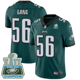 Men's Nike Eagles #56 Chris Long Midnight Green Team Color Super Bowl LII Champions Stitched NFL Vapor Untouchable Limited Jersey