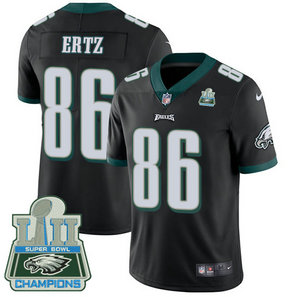 Men's Nike Eagles #86 Zach Ertz Black Alternate Super Bowl LII Champions Stitched NFL Vapor Untouchable Limited Jersey