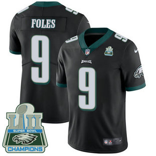 Men's Nike Eagles #9 Nick Foles Black Alternate Super Bowl LII Champions Stitched NFL Vapor Untouchable Limited Jersey