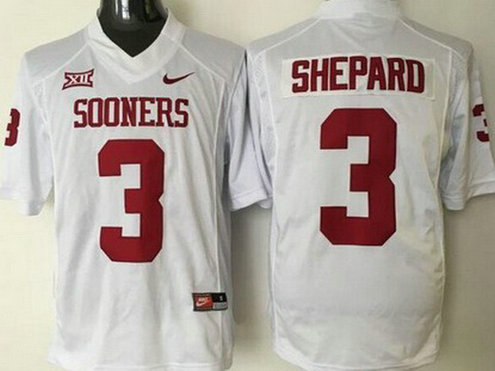 Men's Oklahoma Sooners #3 Sterling Shepard White College Football Nike Jersey