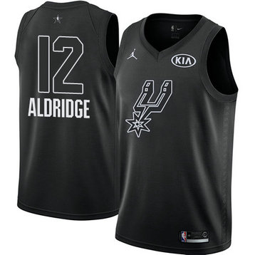 Men's Spurs #12 LaMarcus Aldridge Black NBA Jordan Swingman 2018 All-Star Game Jersey