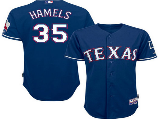 Men's Texas Rangers #35 Cole Hamels Alternate Blue MLB Cool Base Jersey