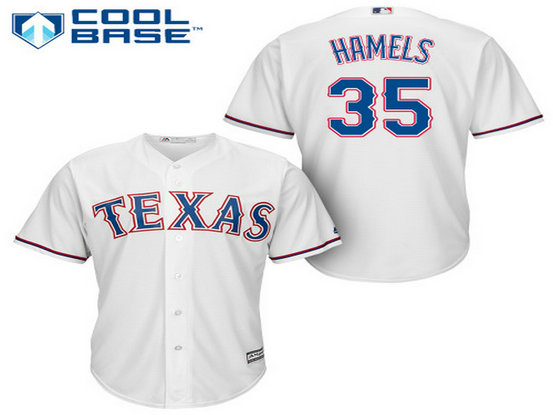 Men's Texas Rangers #35 Cole Hamels Home White MLB Cool Base Jersey