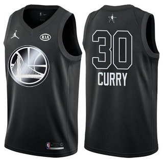 Men's Warriors 30 Stephen Curry Jordan Brand Black 2018 All-Star Game Swingman Jersey