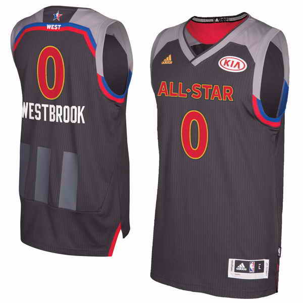 Men's Western Conference #0 Russell Westbrook Adidas Charcoal 2017 NBA All-Star Game Replica Jersey