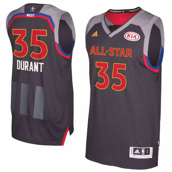 Men's Western Conference #35 Kevin Durant Adidas Charcoal 2017 NBA All-Star Game Replica Jersey
