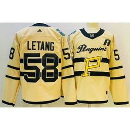 NHL Penguins 58 Kris Letang White 2022-23 Retro Adidas Men Jerseys