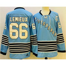 NHL Penguins 66 Mario Lemieux Blue Team Classics Men Jersey