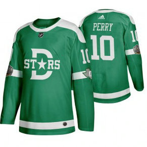 NHL Stars 10 Corey Perry Green 2020 Winter Classic Adidas Men Jersey